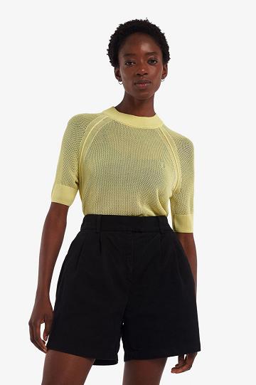 Fred Perry Lyhyt Sleeve Open-Knit Jumper Naisten Neuleet Vihreä | FI 1123AHKP